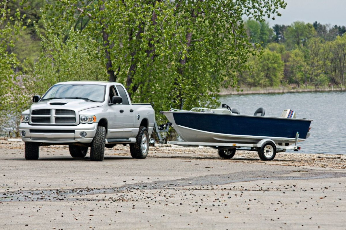truck towing a boat