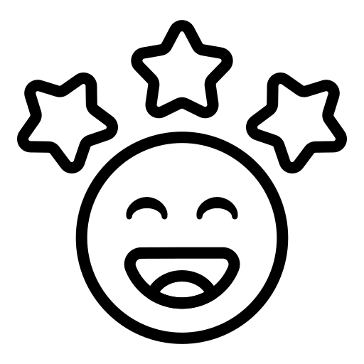 smiley face with stars