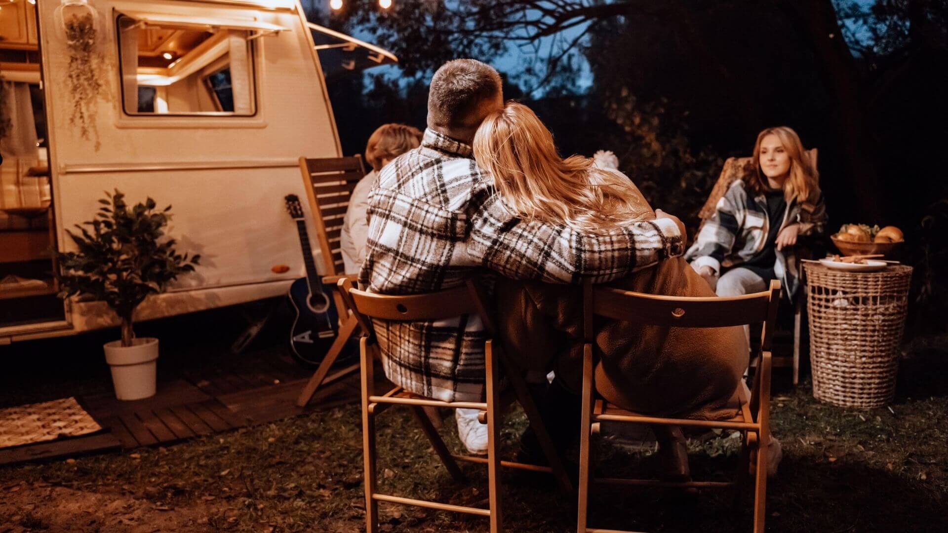 Family enjoying RV camping after departing from Stockton, CA
