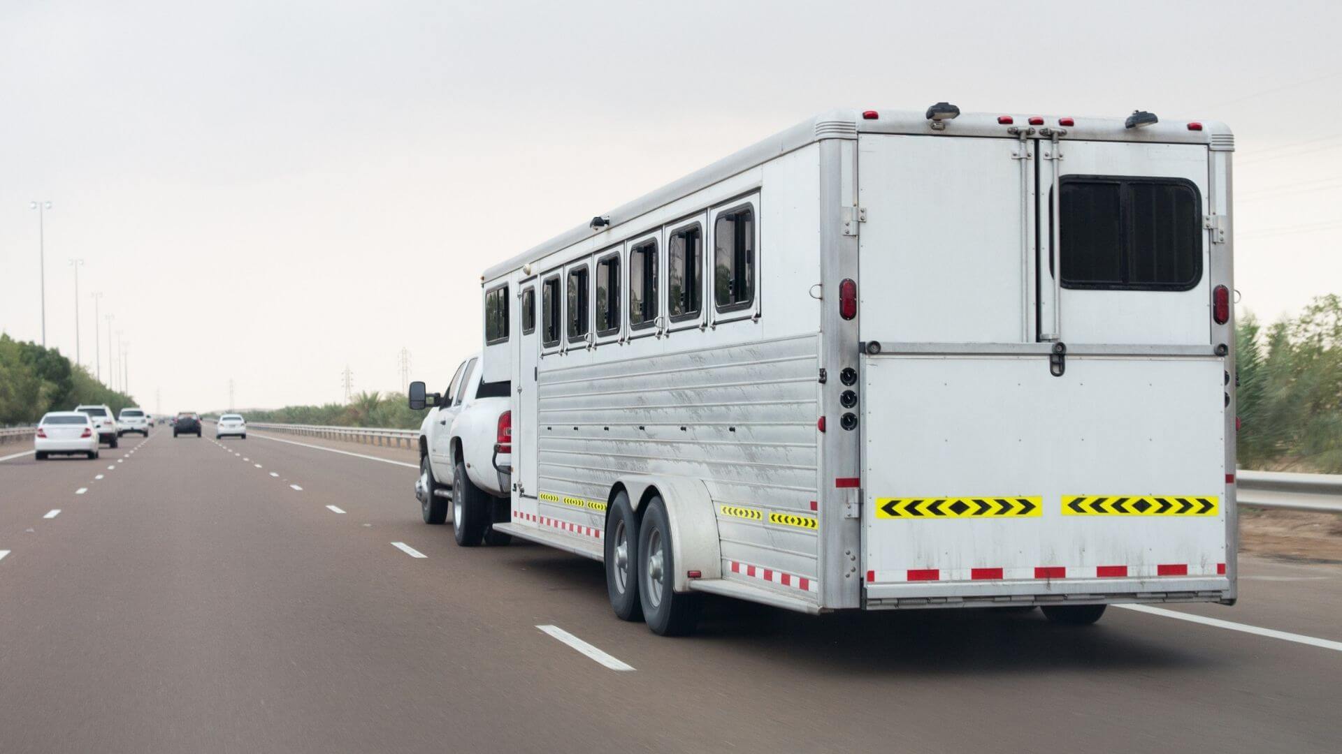 Heavy-duty livestock trailer towing setup serviced in Stockton, California