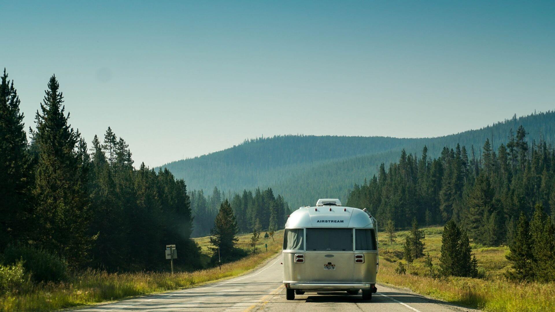 Airstream travel trailer on a road trip starting from Stockton, CA